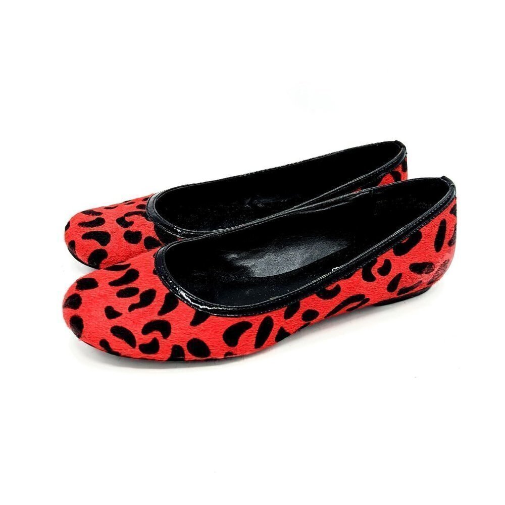 Oh...DEER! Red Hot Pony Hair Cheetah Print Flats Size 7 M Real Cow Hide Leather